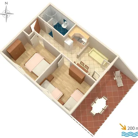 With A Parking Space Baska, Krk - 5450 Apartmán Baška